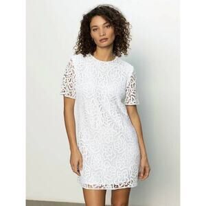 Sanctuary Wanderer Lace Shift Mini Dress White L NWT Resort Wear Bridal Coastal
